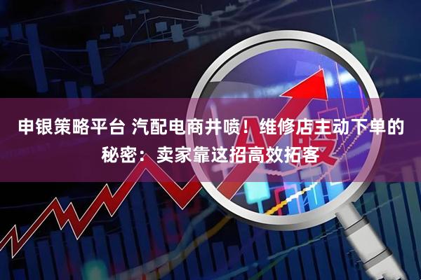 申银策略平台 汽配电商井喷！维修店主动下单的秘密：卖家靠这招高效拓客