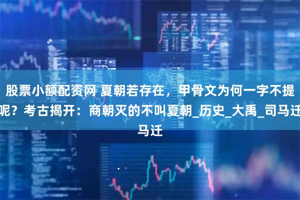 股票小额配资网 夏朝若存在，甲骨文为何一字不提呢？考古揭开：商朝灭的不叫夏朝_历史_大禹_司马迁